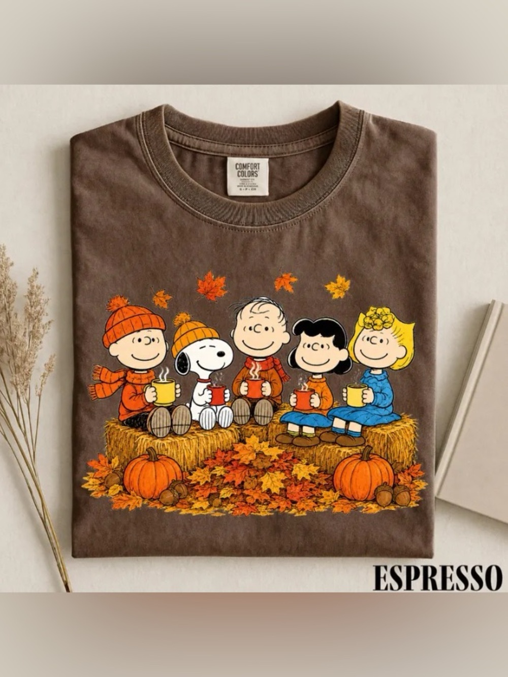 Fall Cartoon Friends Comfort Colors Tee, Beagles Pumpkin Season Graphic T-Shirt